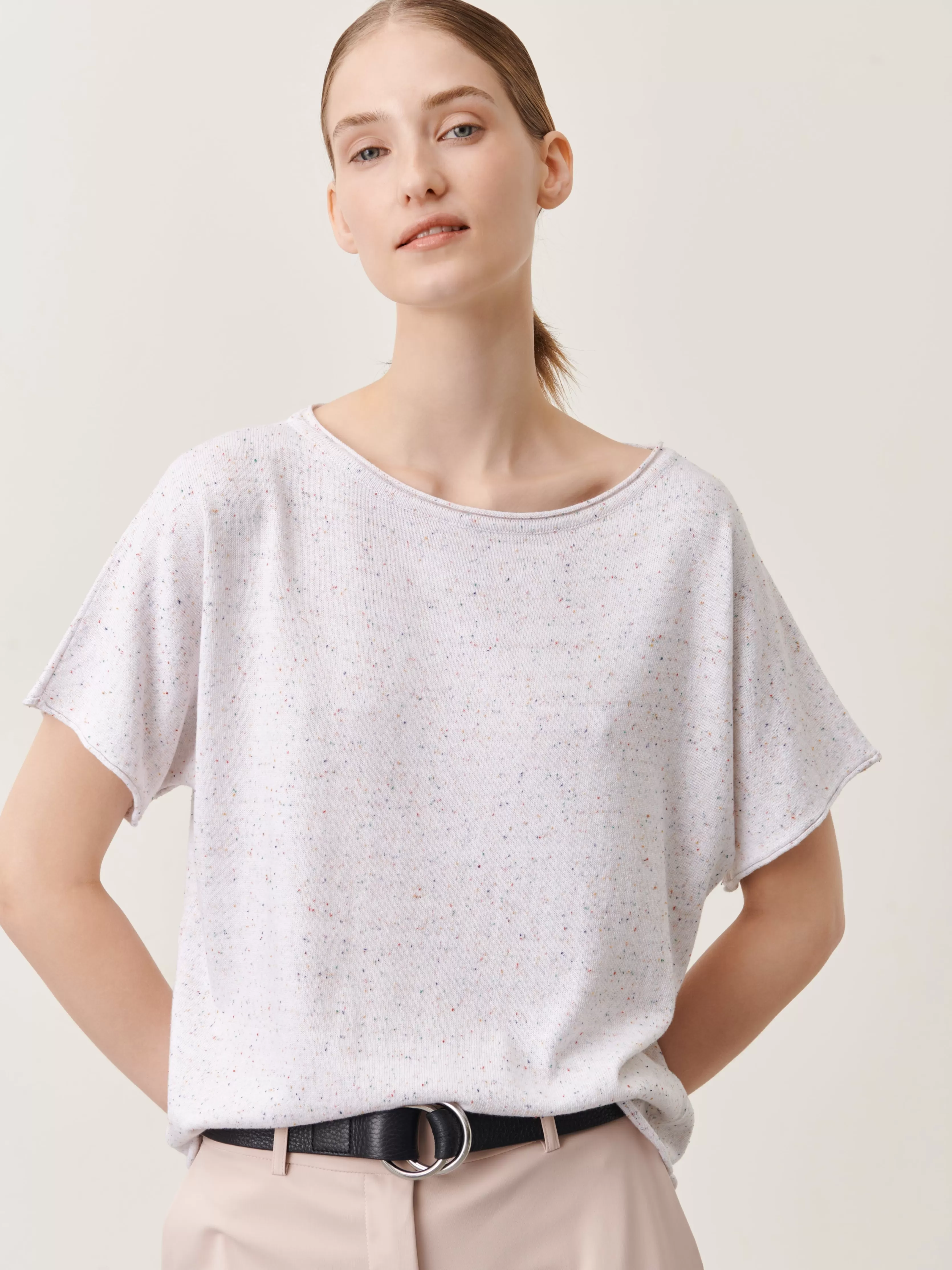 Jane Lushka Clay PU Top | White Melange